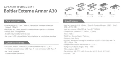 Boitier Pour Disque Dur Externe SSD/HDD 2.5″ Silicon Power A30 USB 3.2 GEN 1