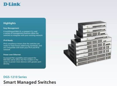Switch Gigabit PoE géré D Link DGS 1210 10P